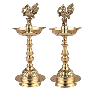 Brass Embossed Diya Traditional Peacock Kuthu vilakku