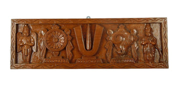 Vadakalai Thiruman/ Naamam Sangu Chakram Wood Wall Hanging