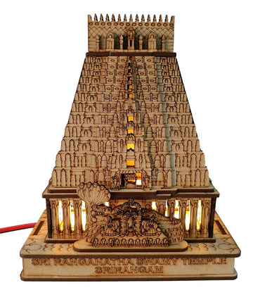 Srirangam Renganatha Swaamy Temple Wooden With LED Light / For home and gifting purpose - 7 Inch