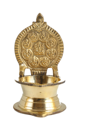 Brass Ashtalakshmi With Ganesha Lamp