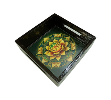 Wooden Lotus Square Multipurpose Tray