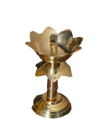 Brass Lotus Shape Diya with Stand