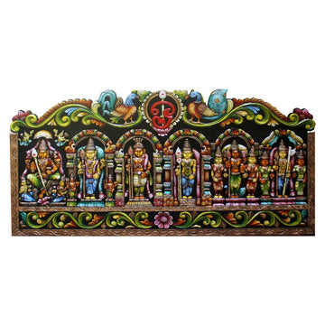 Arupadai Murugan Wooden Decor. Sri Subramaniam Swamy 6 Homes Multicolour