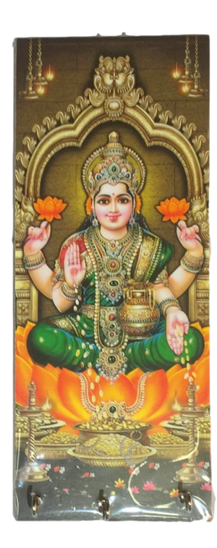 Sri Dhanalakshmi Wooden Key Holder