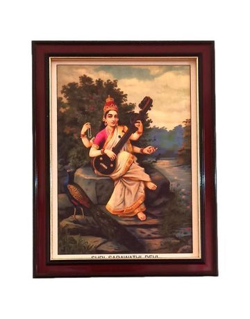 Sri Veena Pani Saraswathi Devi Antique Photo Frame