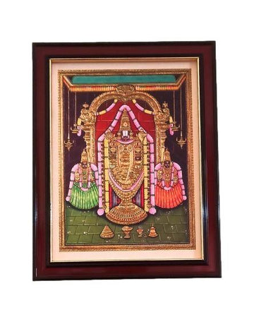 Antiqe Tirupathi Srinivasa Perumal with Sri Devi and Bhoomi Devi Photo Frame