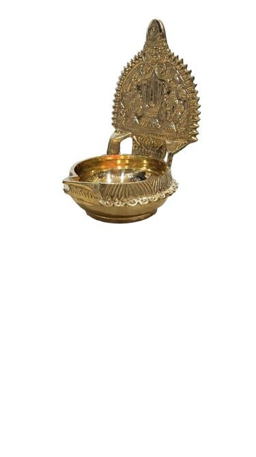 Brass Shanku Chakra Design Kuber Vilaku