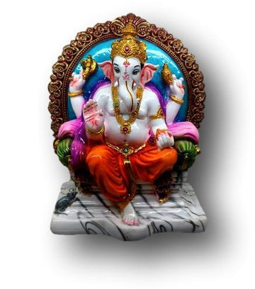 Marble Dust Multicolour Sitting Ganesha