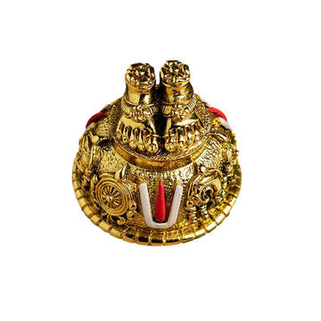 Lord Venkateswara Feet with Shanku & Chakra Namam | 24K Antique Gold Plated Balaji Charan