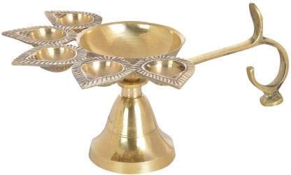 Pooja Aarti Diya with Handle Brass