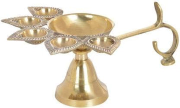 Pooja Aarti Diya with Handle Brass