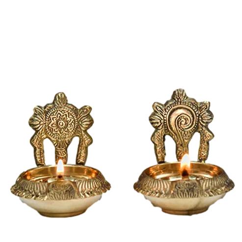 Brass Shanku Chakra kuber Diya