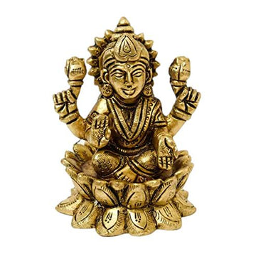 Brass Laxmi Idol| Sitting on Kamal