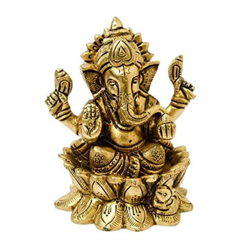 Brass Ganesha Idol| Sitting on Kamal