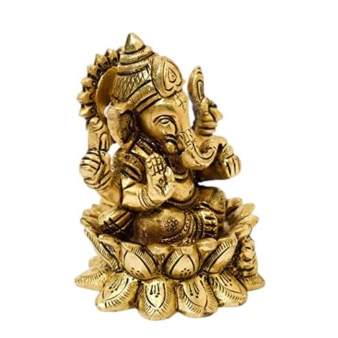 Brass Ganesha Idol| Sitting on Kamal