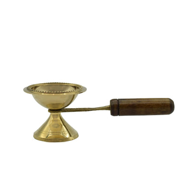 Brass Aarti Diya with Wooden Handle