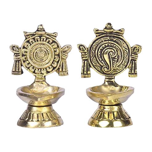 Brass Shanku Chakra  Diya