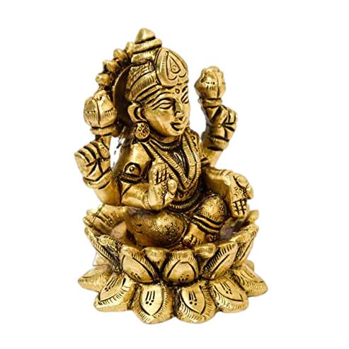 Brass Laxmi Idol| Sitting on Kamal