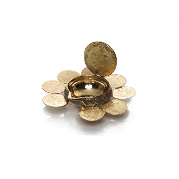 Brass Coin Lakshmi Kubera Vilakku