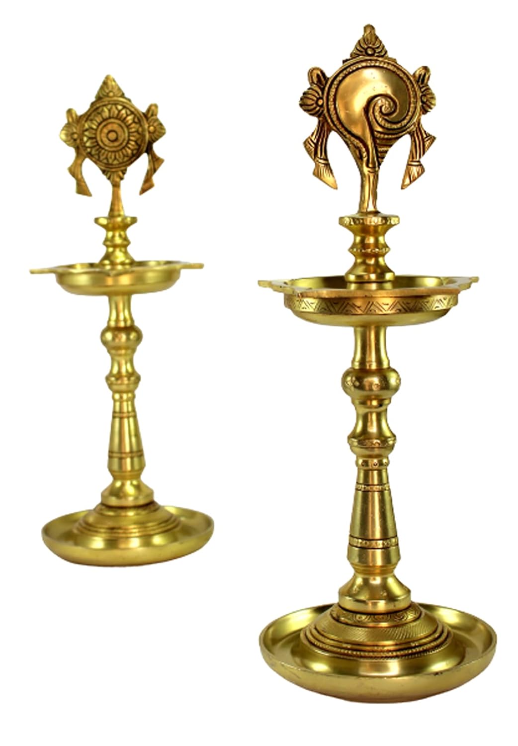 Shankh Chakra Narayan Oil Lamp Diya Deepam Brass Lamps Kuthu Vilakku