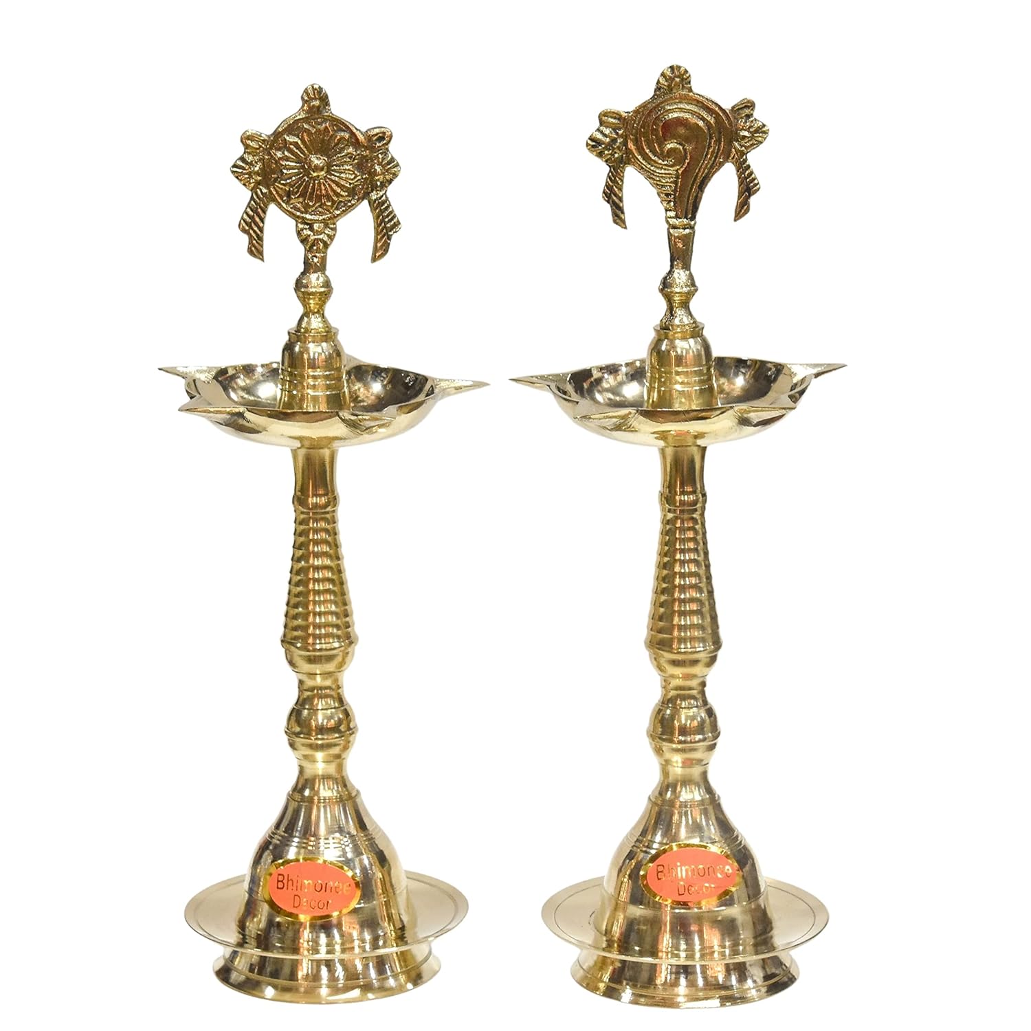 Brass Shanku Chakra Kerla Fancy Diya Set