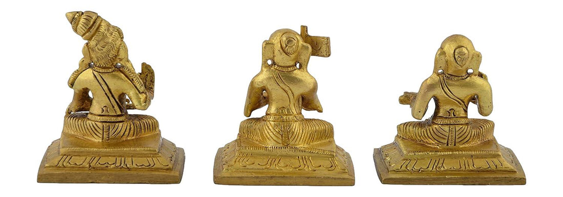 Brass Acharya Idol / Swami Namazhwar, Swami Ramanuja And Swami Desikan