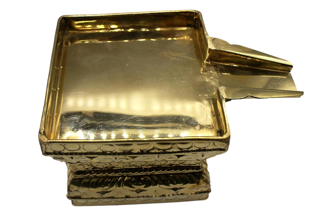 Golden Color Brass Abhishek Patra Tray/Tirumanjana Plate Stand/Somasutra Peetam