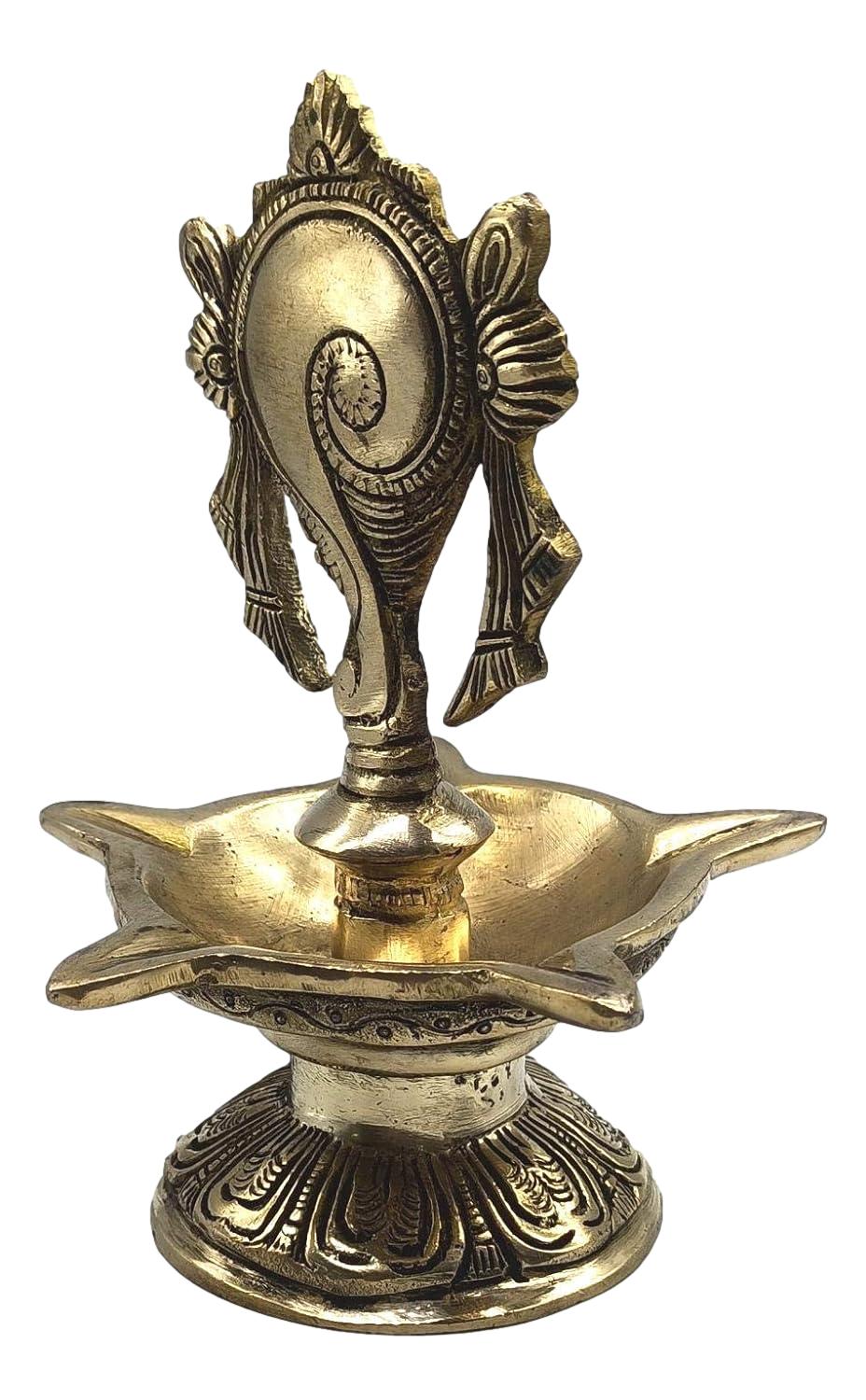 Five Face Shanku Chakra Brass Lamp Diya/Vishnu Diya for Prosperity/Occasional Gift