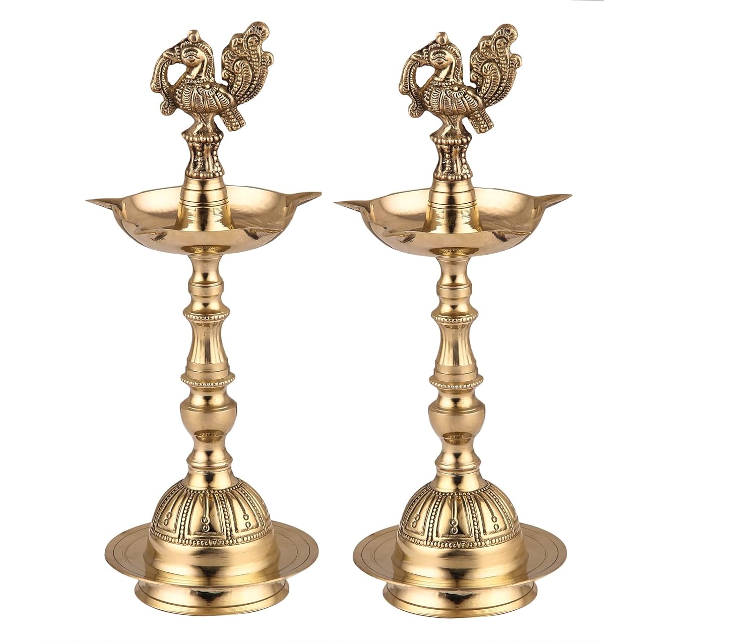 Brass Embossed Diya Traditional Peacock Kuthu vilakku