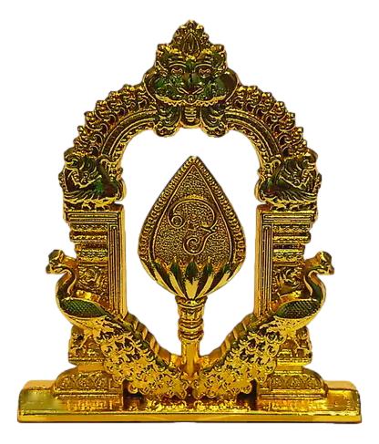 Gold Colour Murugan Vel & Peacock Metal Car Dashboard