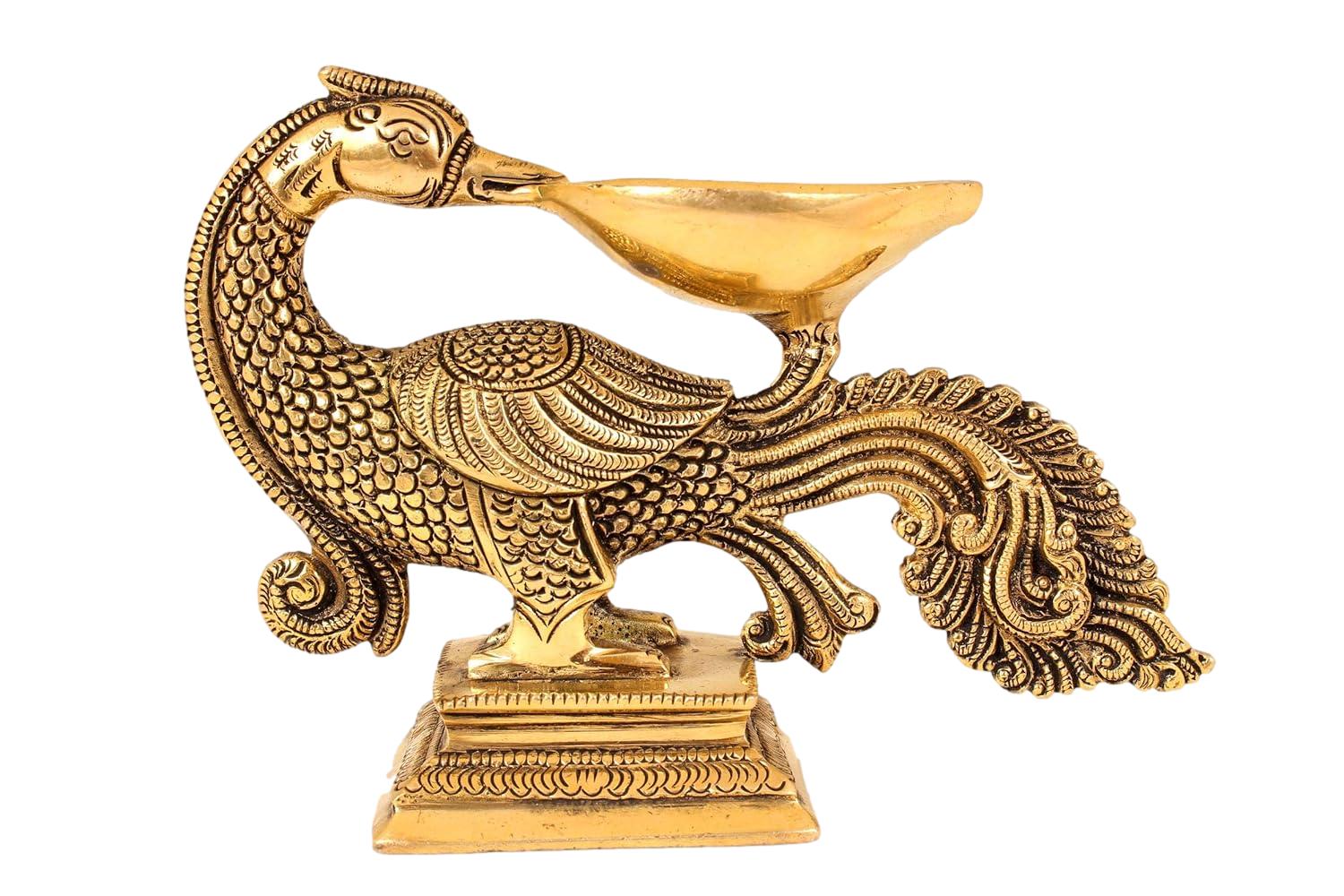 Annam/Bird Brass lamp Diya Glossy Antique Finish