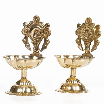 Brass Shanku Chakra Lite Weight Diya