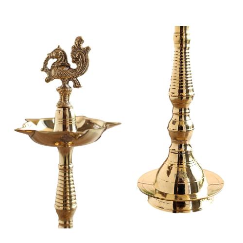 Brass Kuthu Vilaku With Peacock