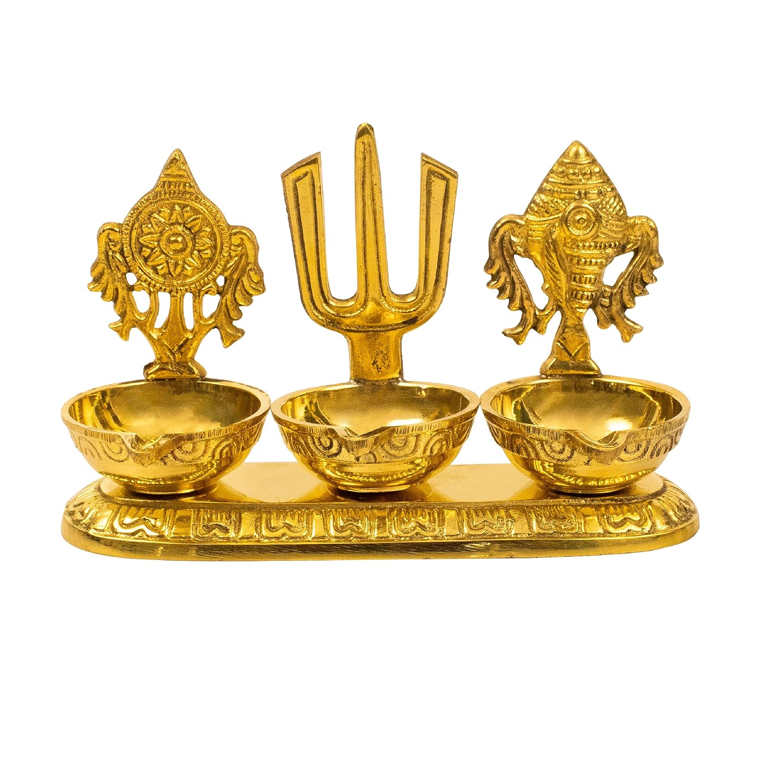 Traditional Brass Diya for Puja | Pooja Aarti | Arti Deepak Deepam Oil Lamp |Shangu Chakra Namah kuber Diya