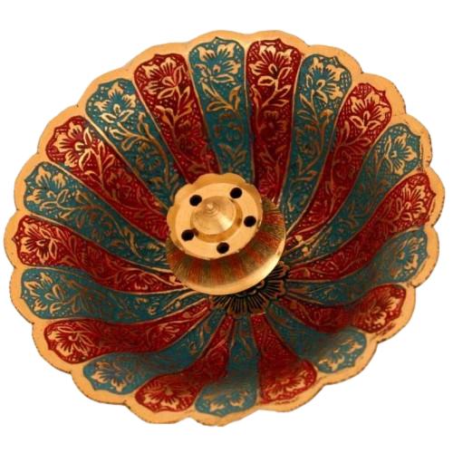 Brass Agarbatti Holder Bowl with Design Work