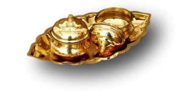 Brass Thali Haldi kumkum Chandhan Holder Stand Plate