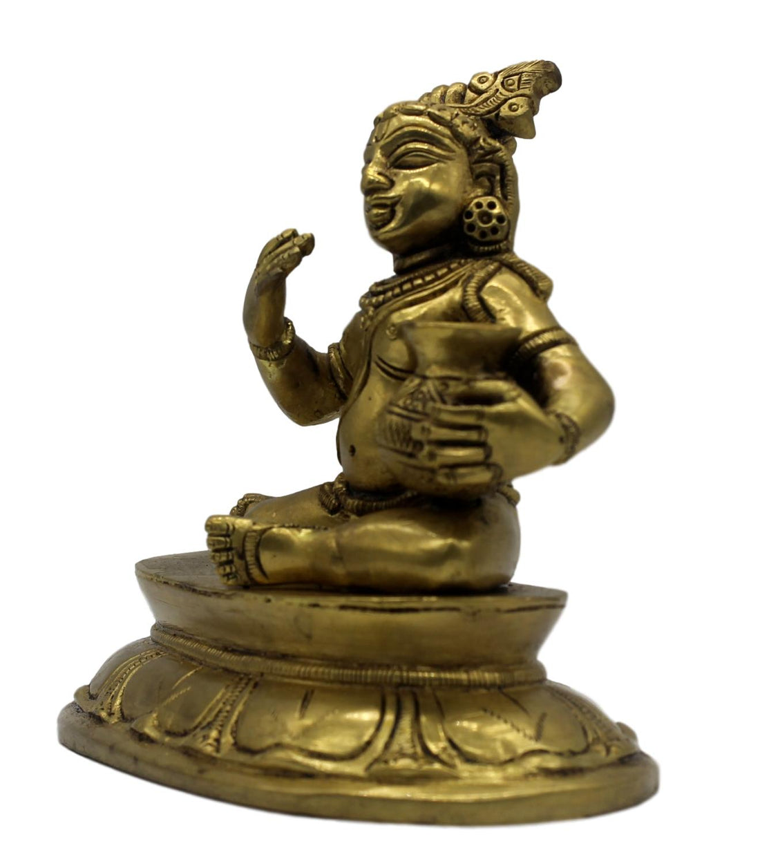 Smiling Butter Krishna Statue in Brass