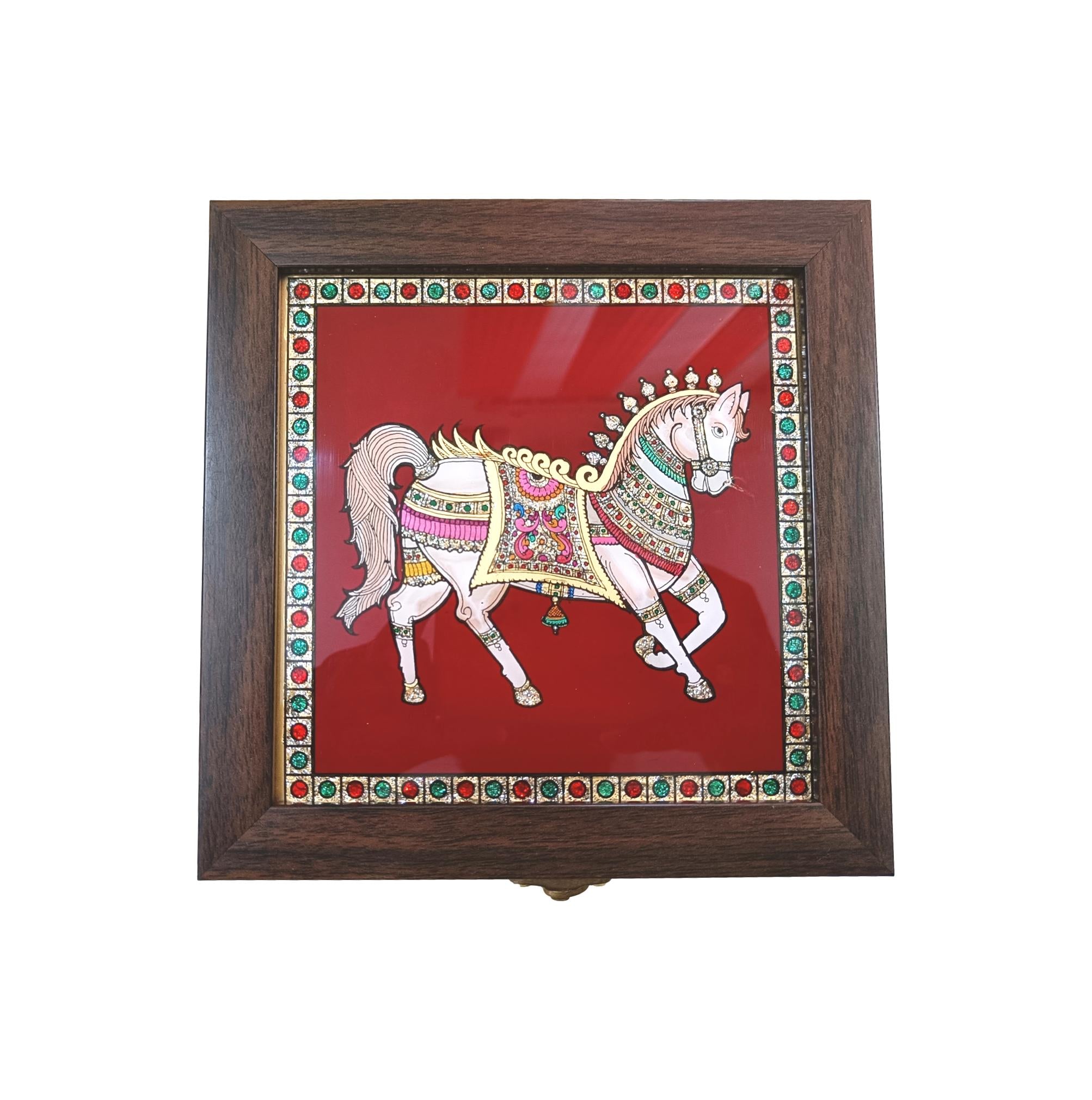 Horse Design Glass Paniting Jewel box