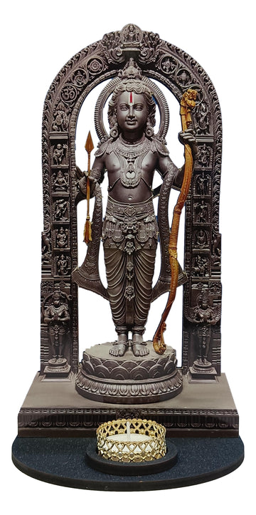 Wooden Ayodhya Ram Lalla Idol With Lamp Holder/ 11 inch / Best Gift