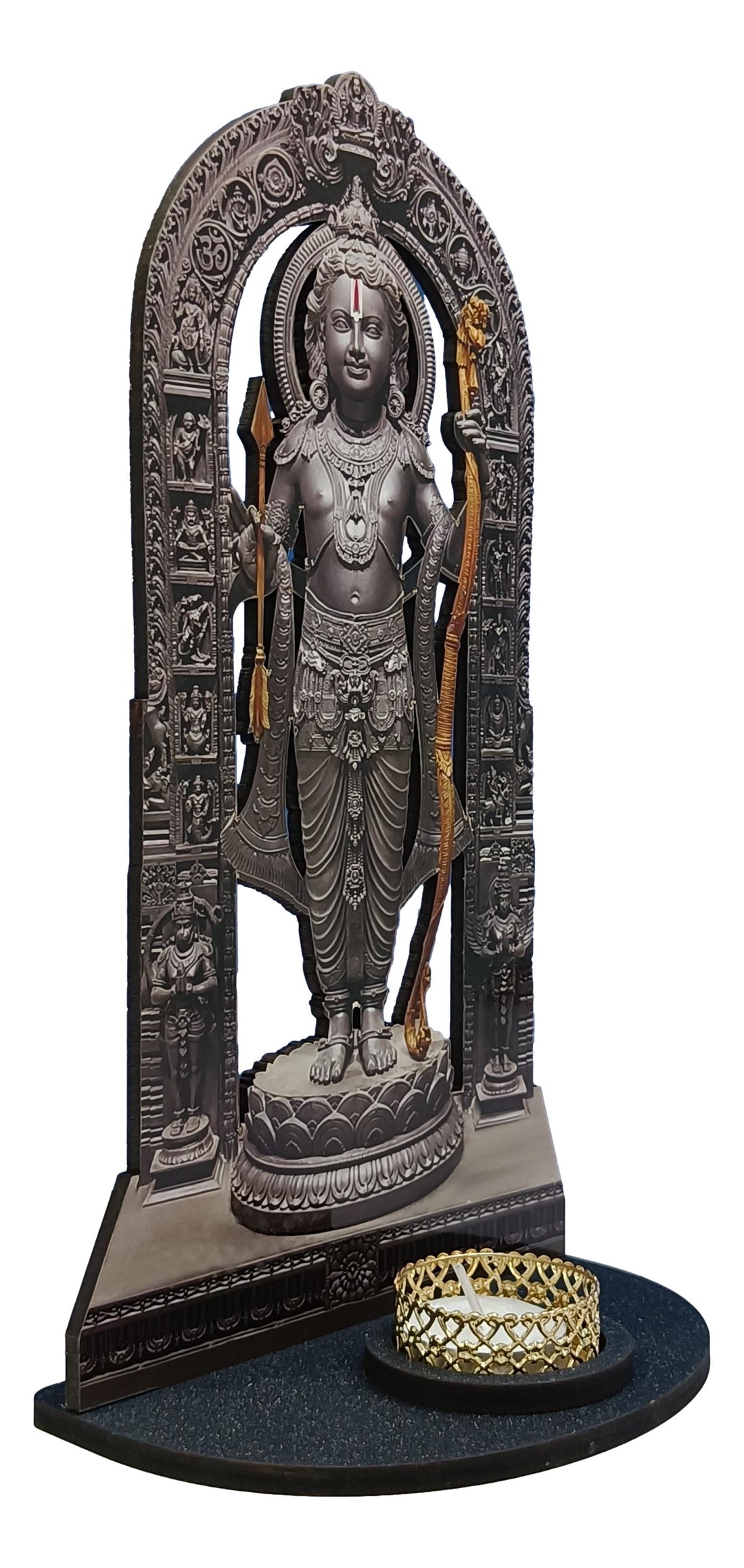 Wooden Ayodhya Ram Lalla Idol With Lamp Holder/ 11 inch / Best Gift