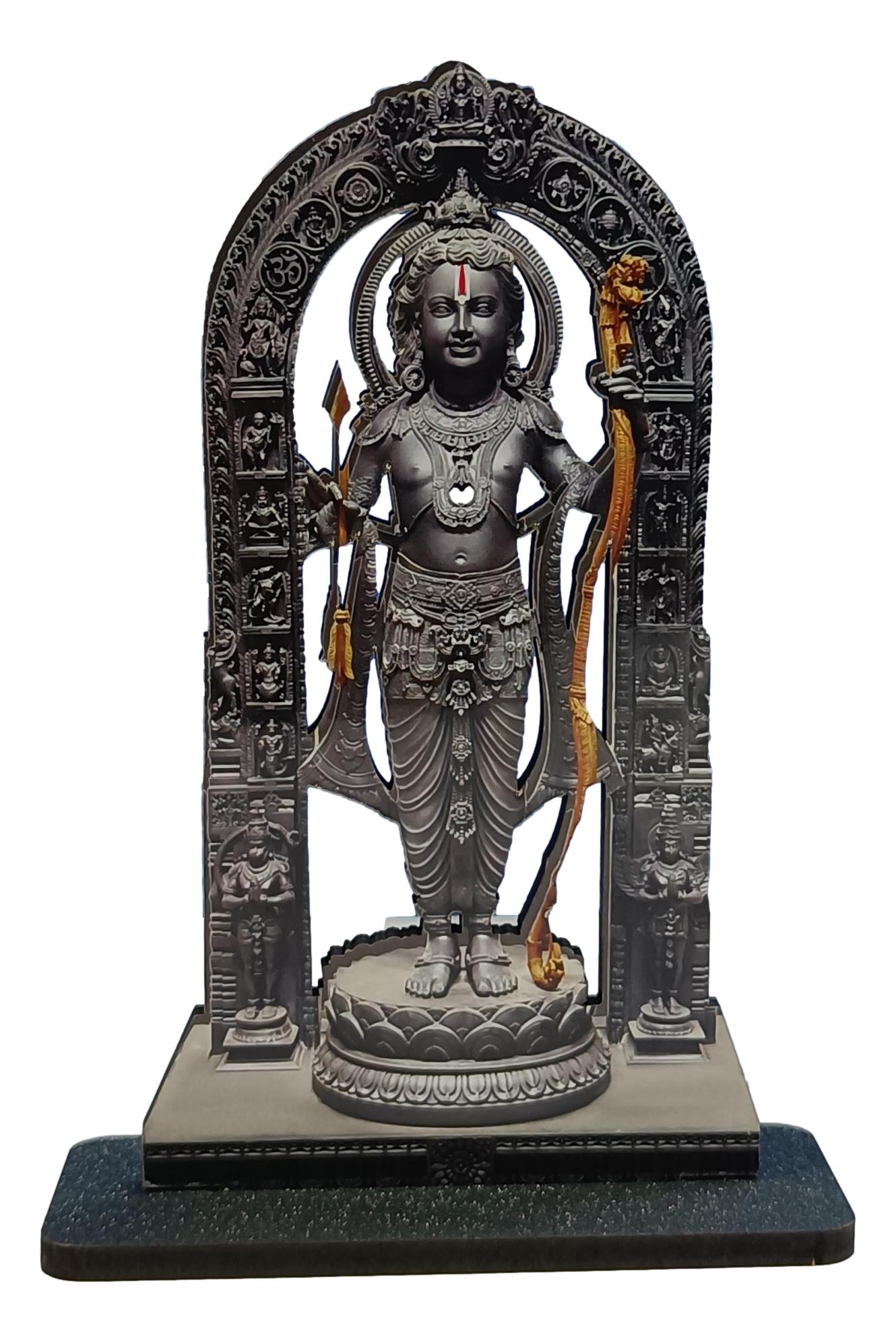 MDF Wood Ayodhya Ram Lalla Idol Car Dashboard 4 inch