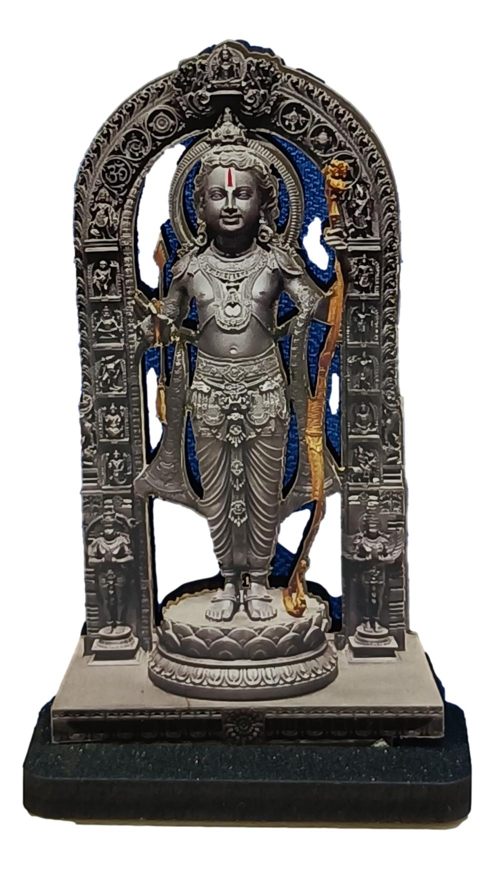 MDF Wood Ayodhya Ram Lalla Idol Car Dashboard 4 inch