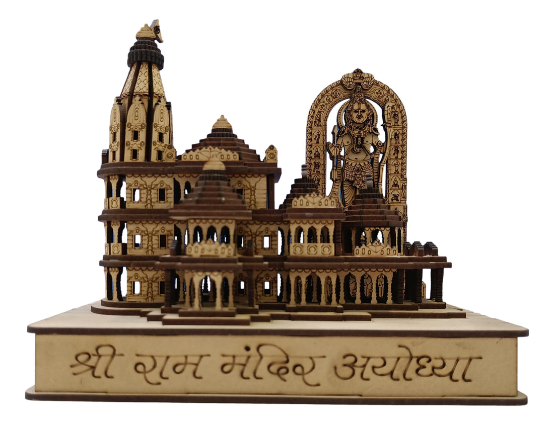 Wooden Ram Mandir/Ayodhya Mandir With Ramlalla 7.5 inch