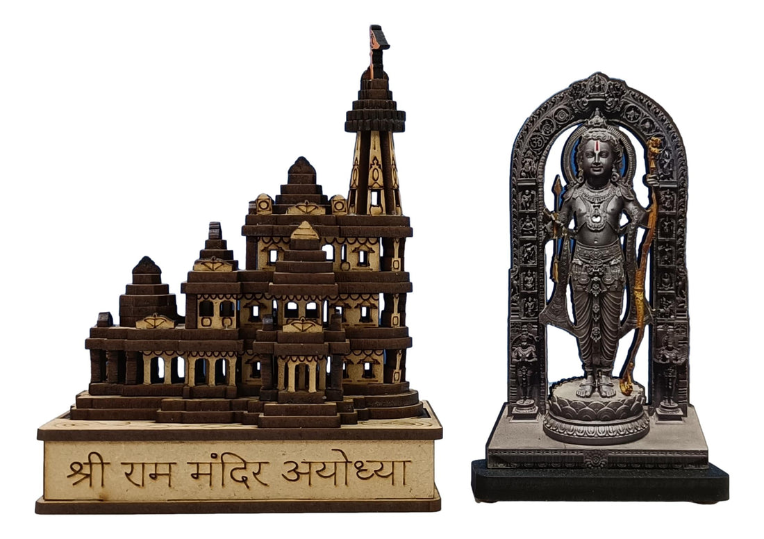 Wooden Ram Mandir/Ayodhya Mandir With Ramlalla 3.5 inch (Combo)