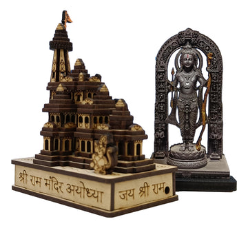 Wooden Ram Mandir/Ayodhya Mandir With Ramlalla 3.5 inch (Combo)