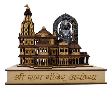 Wooden Ram Mandir/Ayodhya Mandir With Ramlalla (Combo) / 7 inches / Best Gifting Option