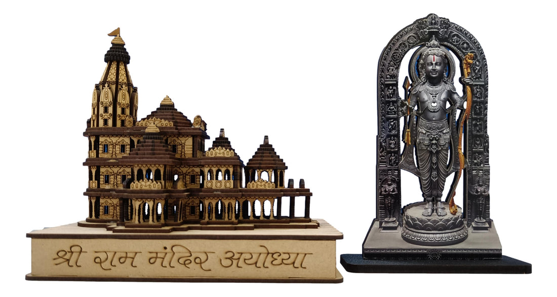 Wooden Ram Mandir/Ayodhya Mandir With Ramlalla (Combo) / 7 inches / Best Gifting Option