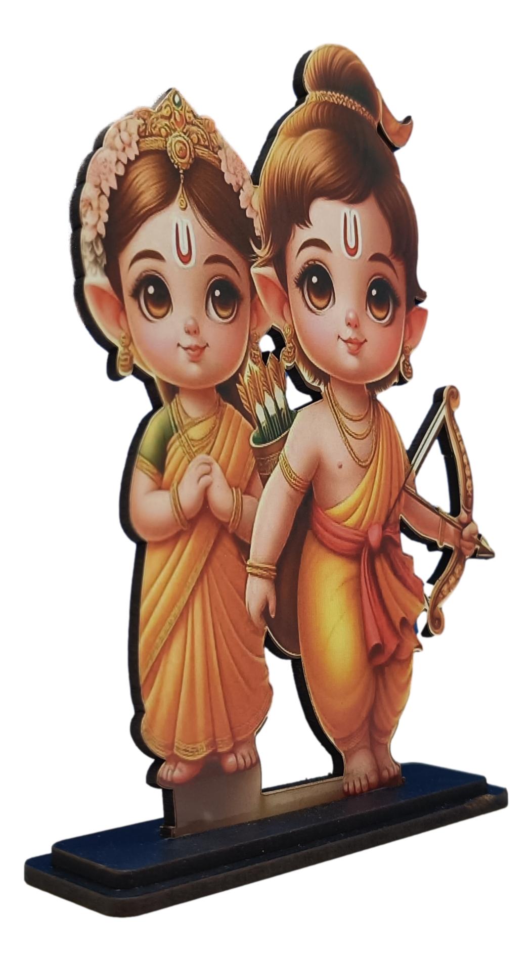 Sri Rama And Sita Wooden Table Stand / Gift for Children