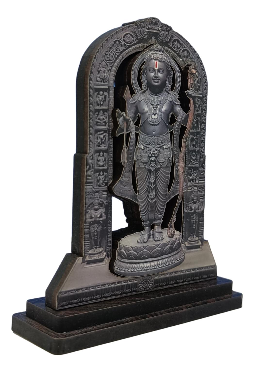 Wooden 3D Sri Ram Lalla Stand / Car Dashboard