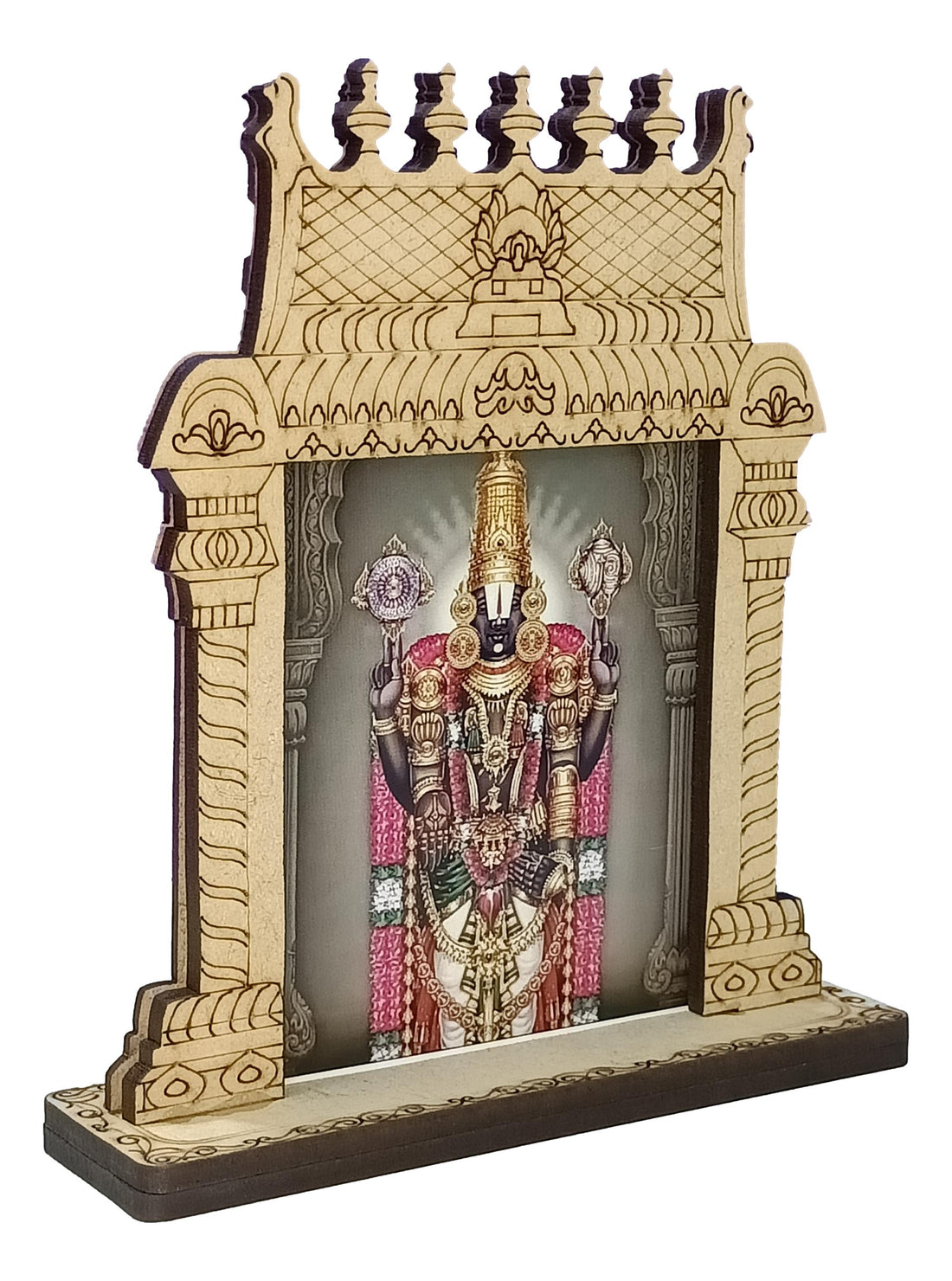 Wooden Home Temple / Mandir / Mantapam For Decor / Car Dashboard / Bulk Gifting / Tirupathi Balaji